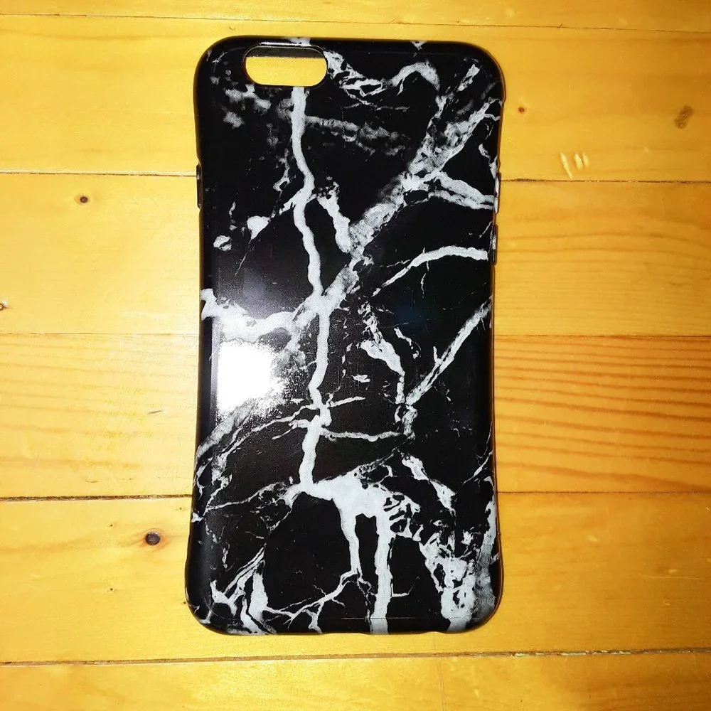 iPhone 6/6S Glossy Black & White Marble Protective Bumper Case